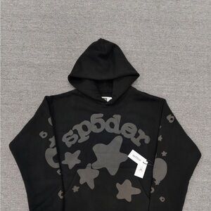 Sp5der Black Graphic Hoodie